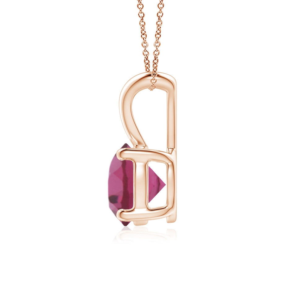 7mm AAAA V-Bale Round Pink Tourmaline Solitaire Pendant in Rose Gold side 199