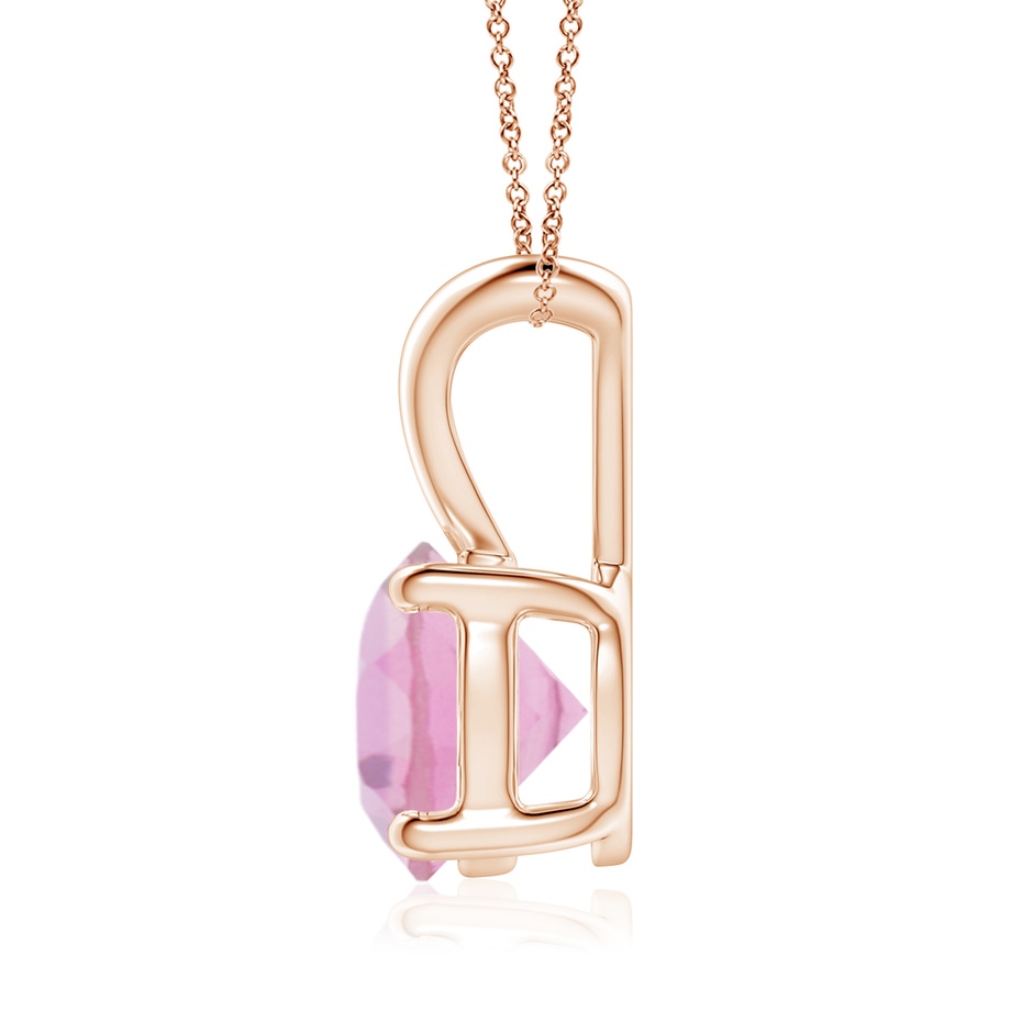 8mm A V-Bale Round Pink Tourmaline Solitaire Pendant in Rose Gold side 199