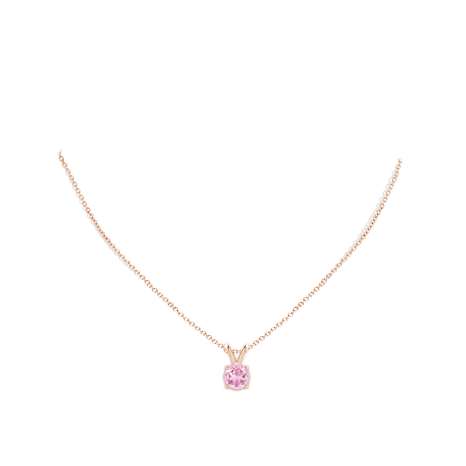 8mm A V-Bale Round Pink Tourmaline Solitaire Pendant in Rose Gold pen