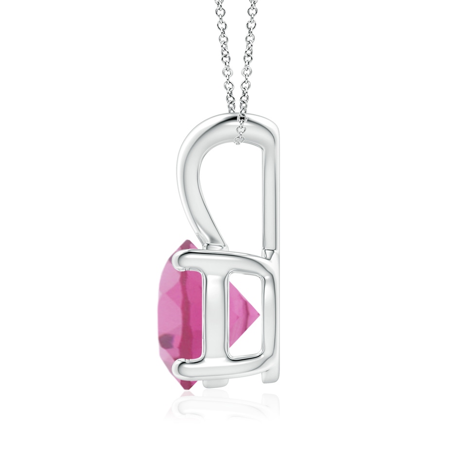 8mm AAA V-Bale Round Pink Tourmaline Solitaire Pendant in White Gold side 199