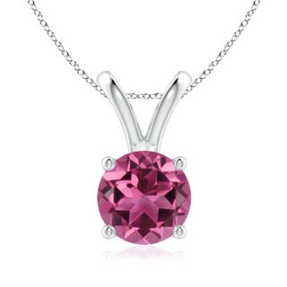 8mm AAAA V-Bale Round Pink Tourmaline Solitaire Pendant in P950 Platinum