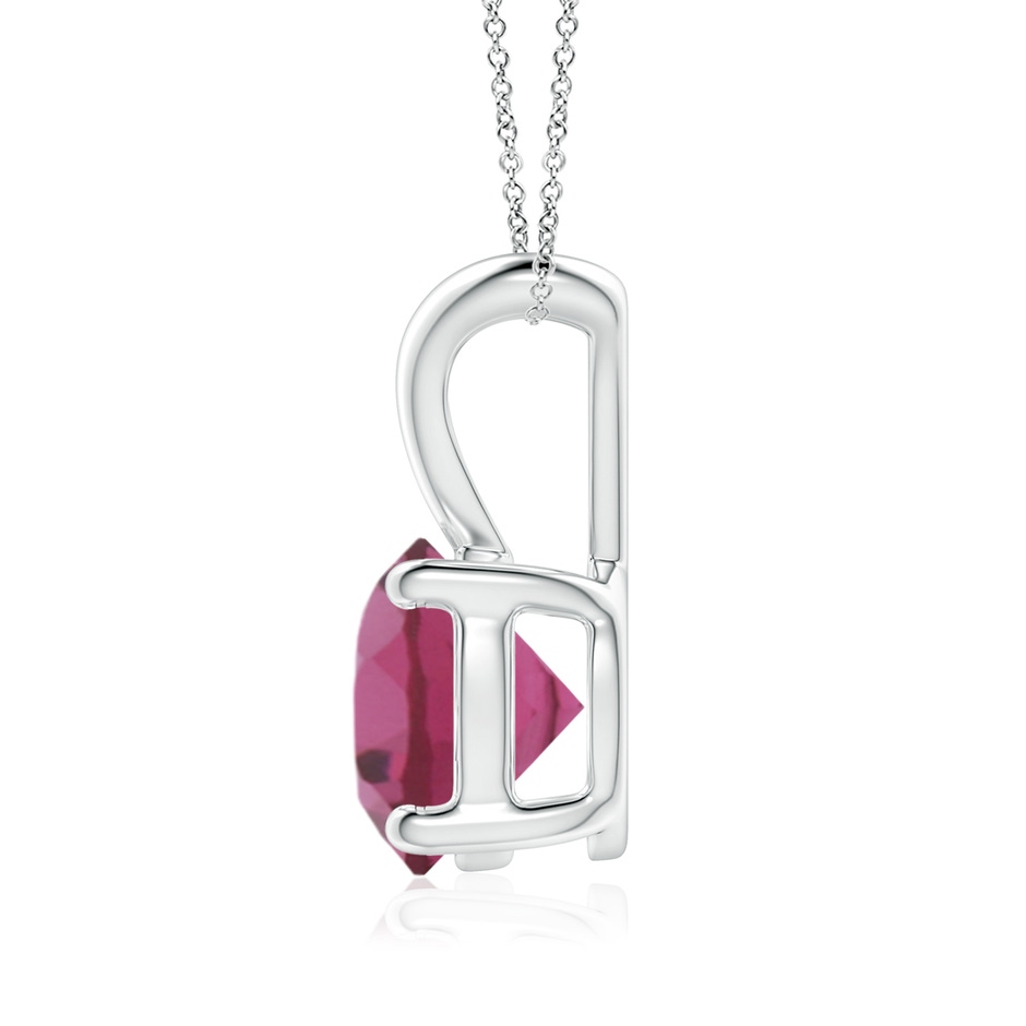 8mm AAAA V-Bale Round Pink Tourmaline Solitaire Pendant in P950 Platinum side 199