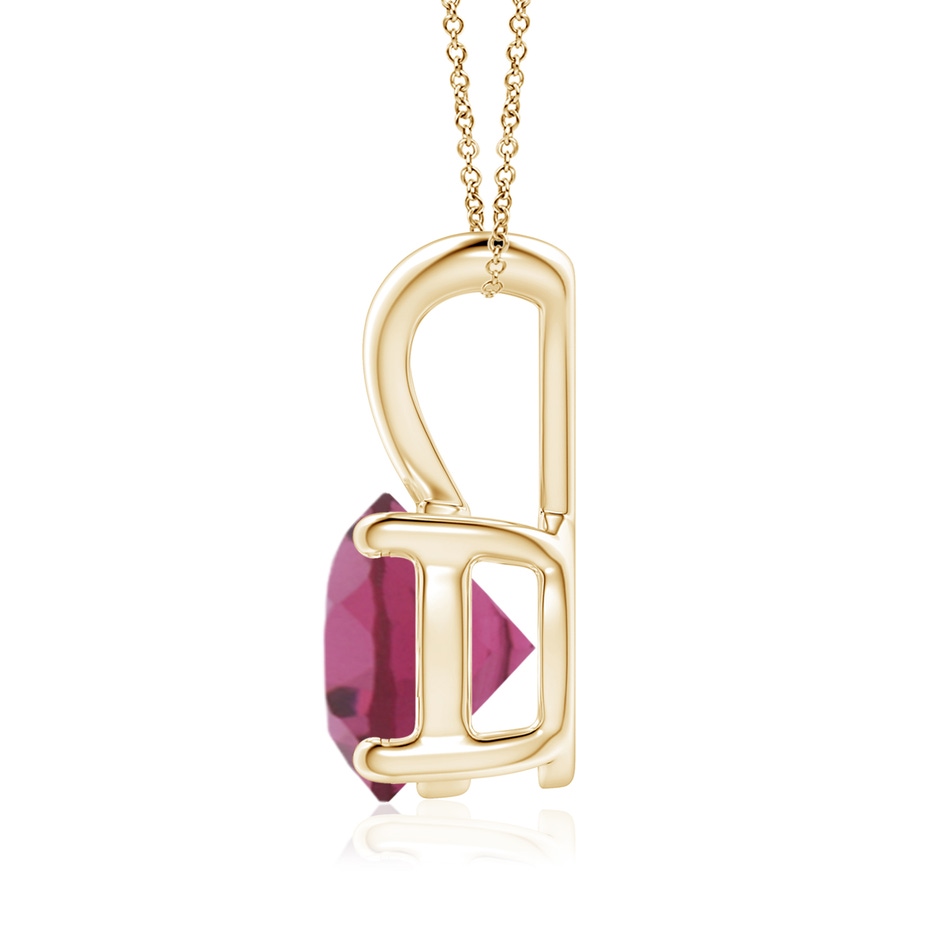 8mm AAAA V-Bale Round Pink Tourmaline Solitaire Pendant in Yellow Gold side 199