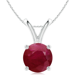10mm A V-Bale Round Ruby Solitaire Pendant in P950 Platinum