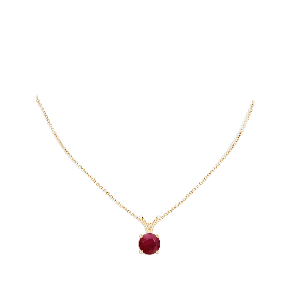 10mm A V-Bale Round Ruby Solitaire Pendant in Yellow Gold pen