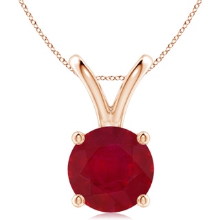 10mm AA V-Bale Round Ruby Solitaire Pendant in 18K Rose Gold