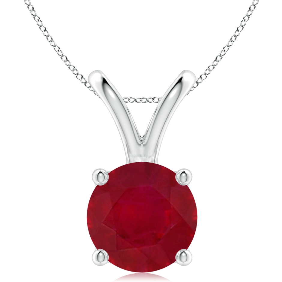 10mm AA V-Bale Round Ruby Solitaire Pendant in P950 Platinum 