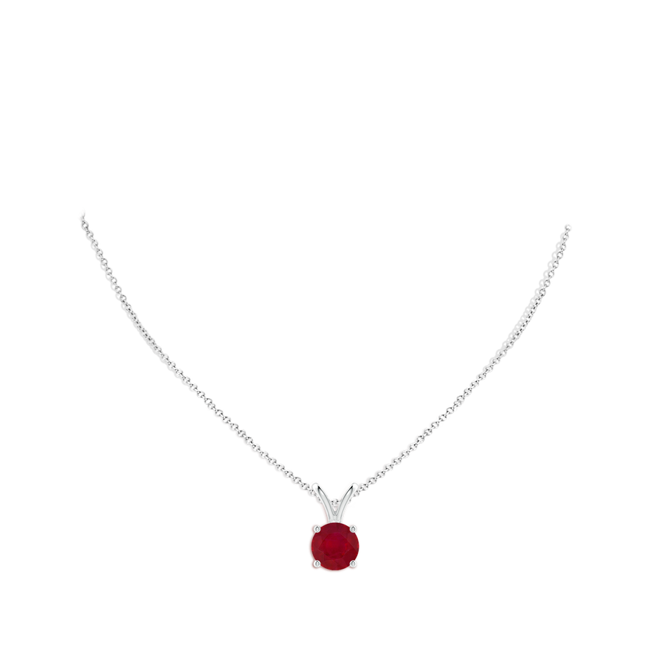 10mm AA V-Bale Round Ruby Solitaire Pendant in P950 Platinum pen