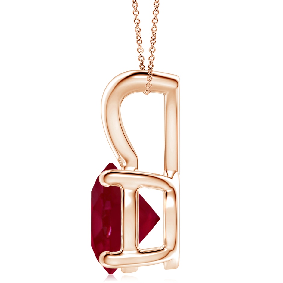 10mm AA V-Bale Round Ruby Solitaire Pendant in Rose Gold side 199