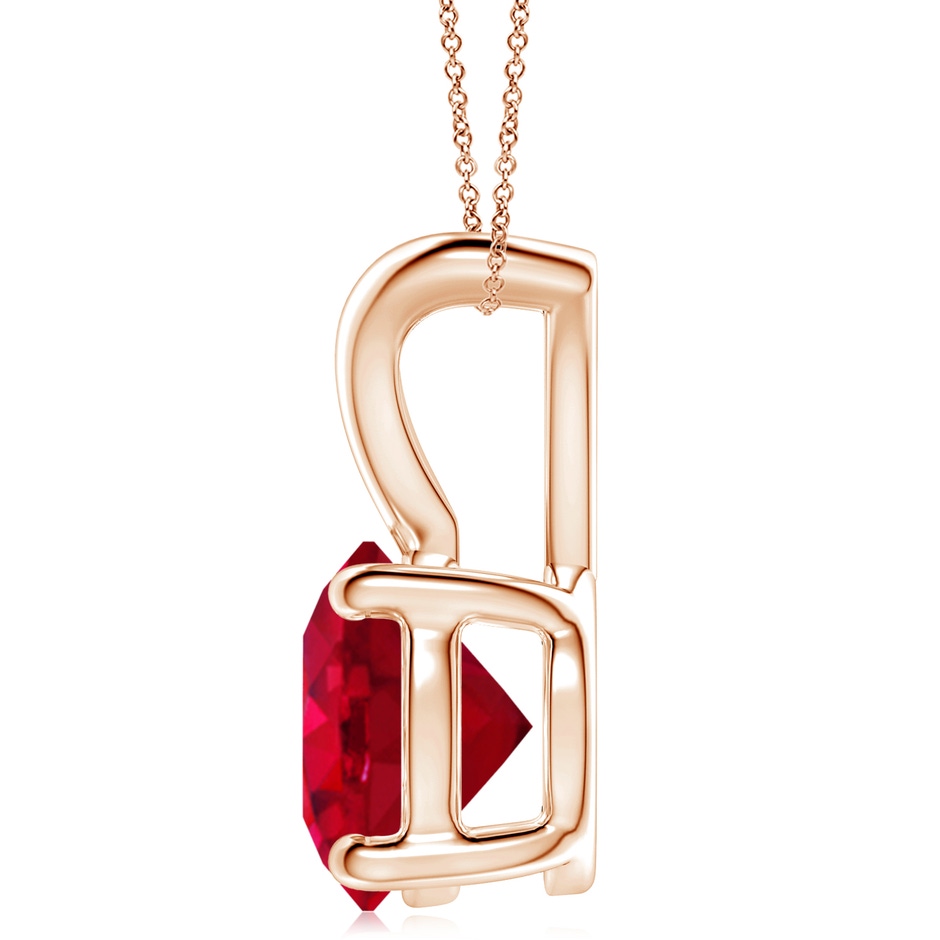 10mm AAA V-Bale Round Ruby Solitaire Pendant in 18K Rose Gold side 199