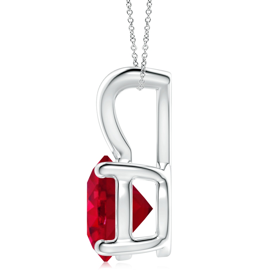 10mm AAA V-Bale Round Ruby Solitaire Pendant in P950 Platinum side 199