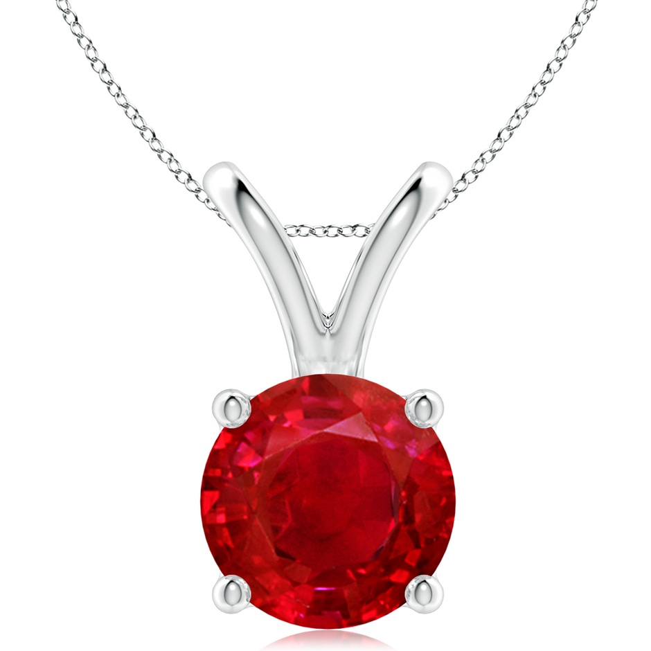 10mm AAA V-Bale Round Ruby Solitaire Pendant in S999 Silver 