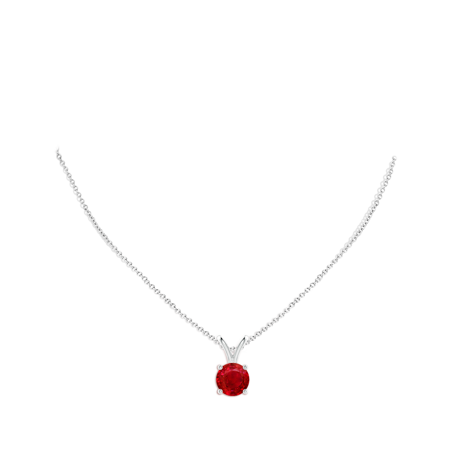 10mm AAA V-Bale Round Ruby Solitaire Pendant in S999 Silver pen