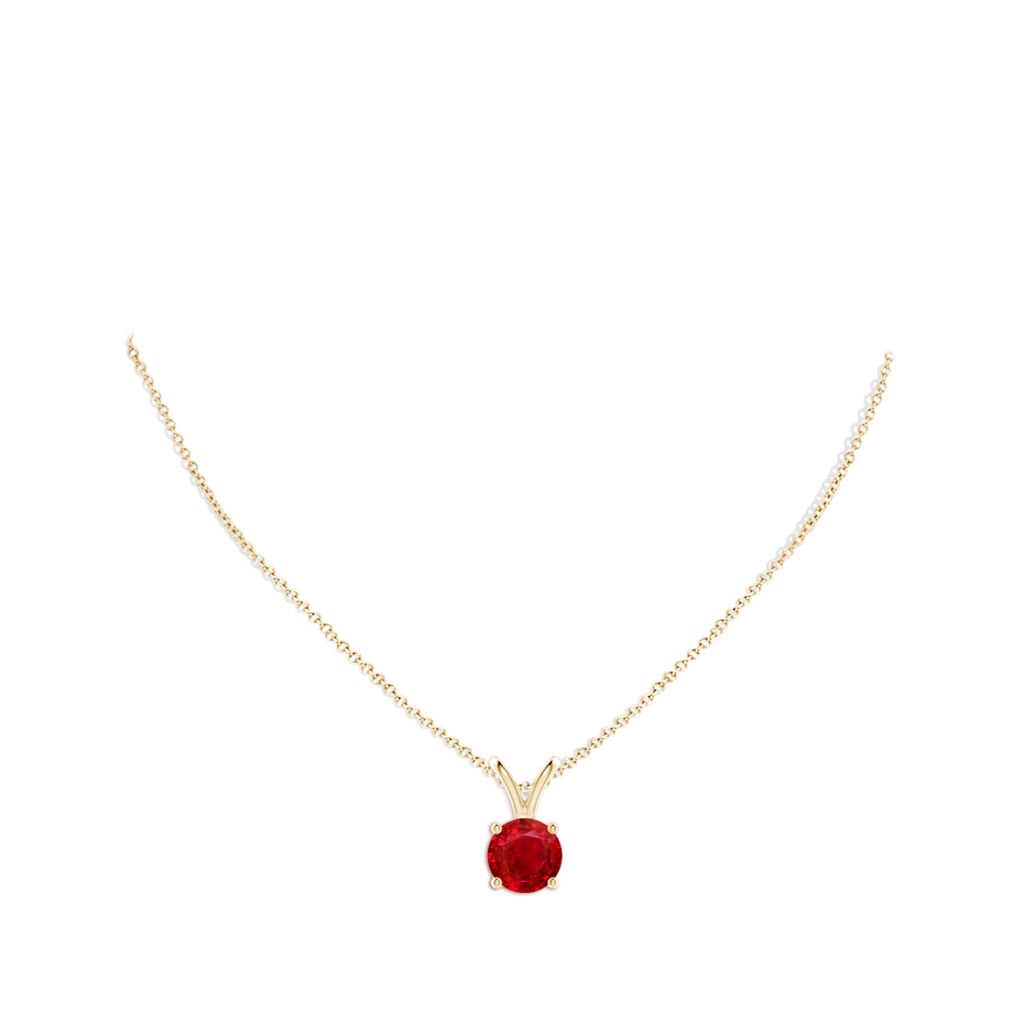 10mm AAA V-Bale Round Ruby Solitaire Pendant in Yellow Gold pen