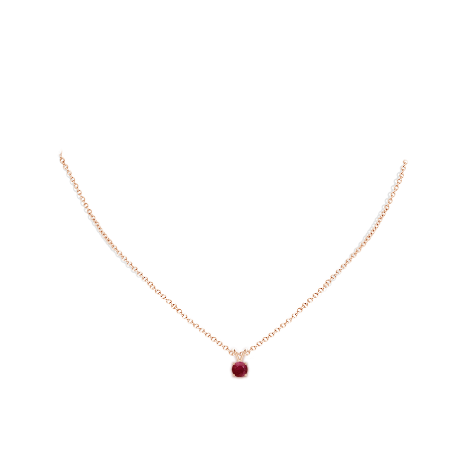 5mm A V-Bale Round Ruby Solitaire Pendant in Rose Gold pen
