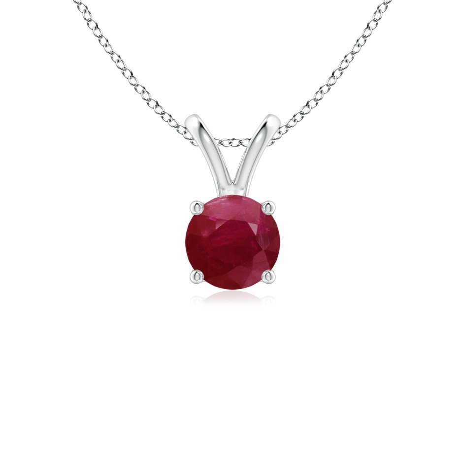 5mm A V-Bale Round Ruby Solitaire Pendant in S999 Silver 