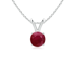 5mm A V-Bale Round Ruby Solitaire Pendant in White Gold