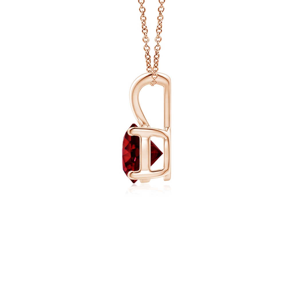 5mm AAAA V-Bale Round Ruby Solitaire Pendant in Rose Gold - side 199
