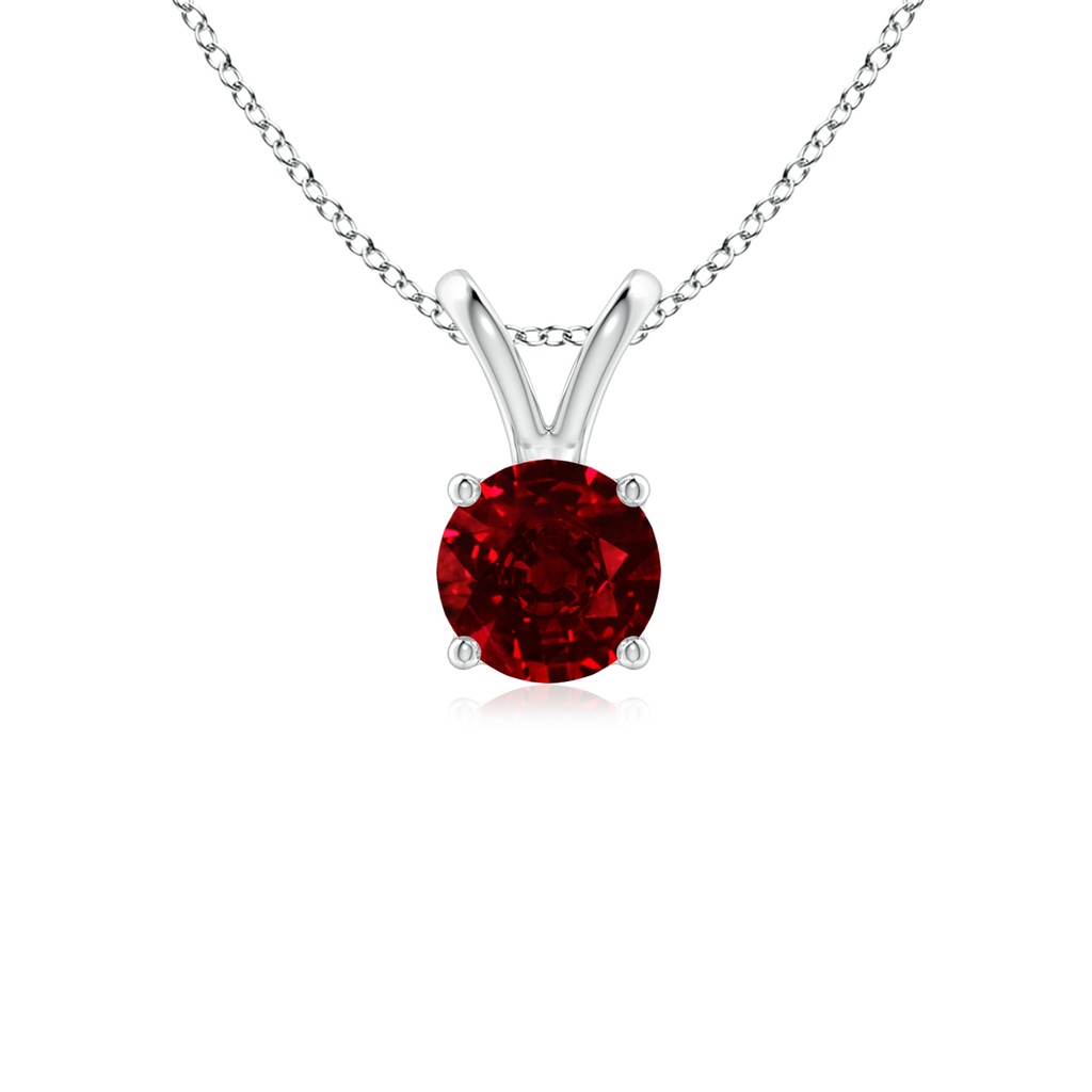 5mm AAAA V-Bale Round Ruby Solitaire Pendant in S999 Silver