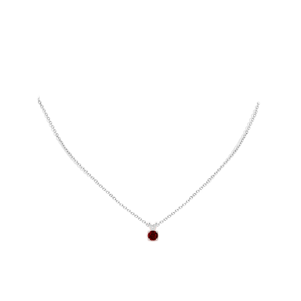 5mm AAAA V-Bale Round Ruby Solitaire Pendant in S999 Silver pen