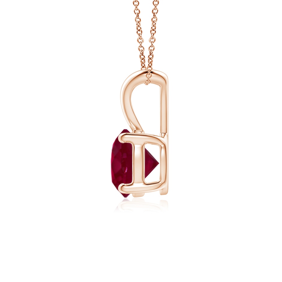 6mm A V-Bale Round Ruby Solitaire Pendant in Rose Gold side 199