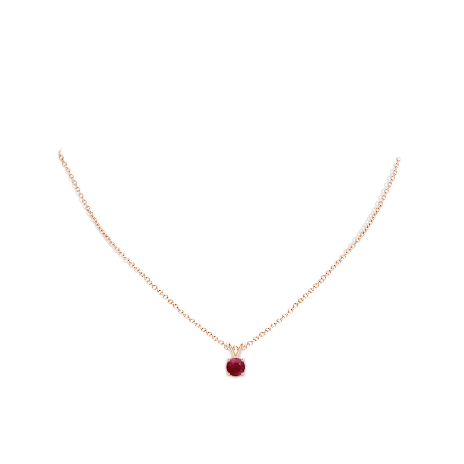 6mm A V-Bale Round Ruby Solitaire Pendant in Rose Gold pen