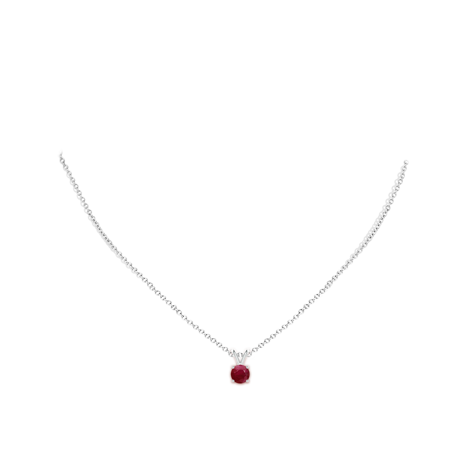 6mm A V-Bale Round Ruby Solitaire Pendant in White Gold pen