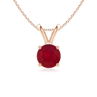 6mm AA V-Bale Round Ruby Solitaire Pendant in Rose Gold