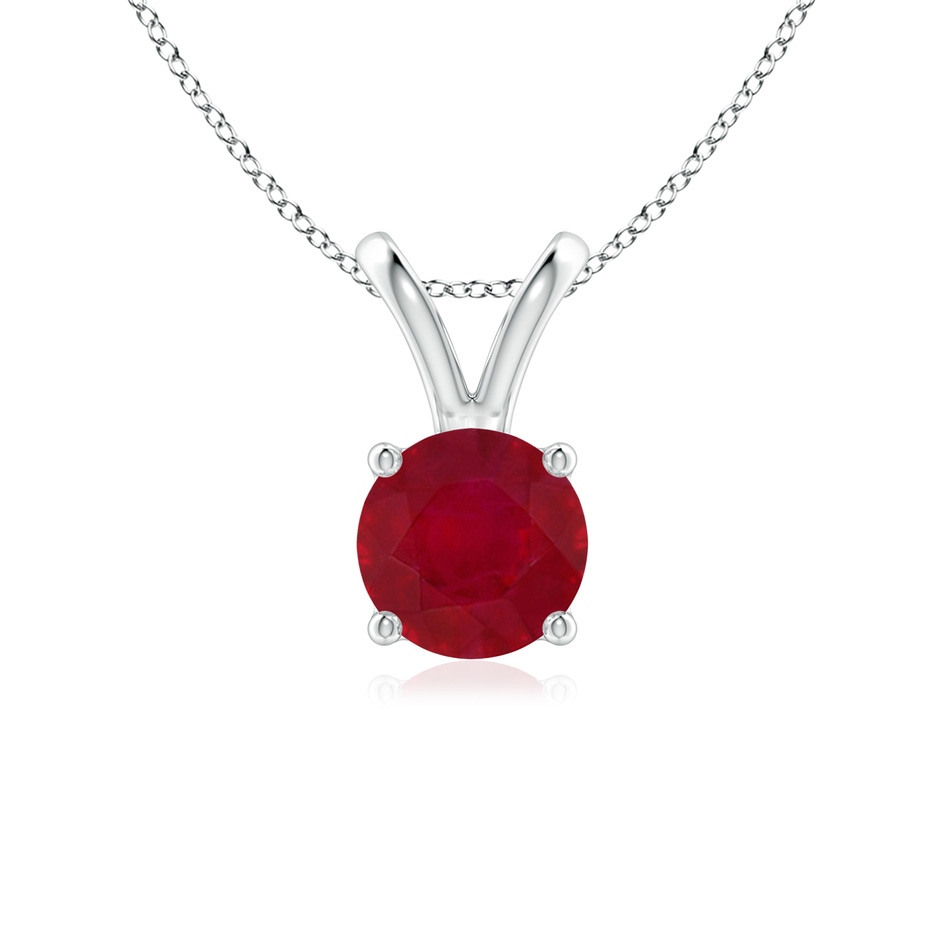 6mm AA V-Bale Round Ruby Solitaire Pendant in S999 Silver 