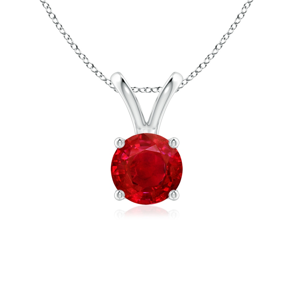 6mm AAA V-Bale Round Ruby Solitaire Pendant in P950 Platinum 