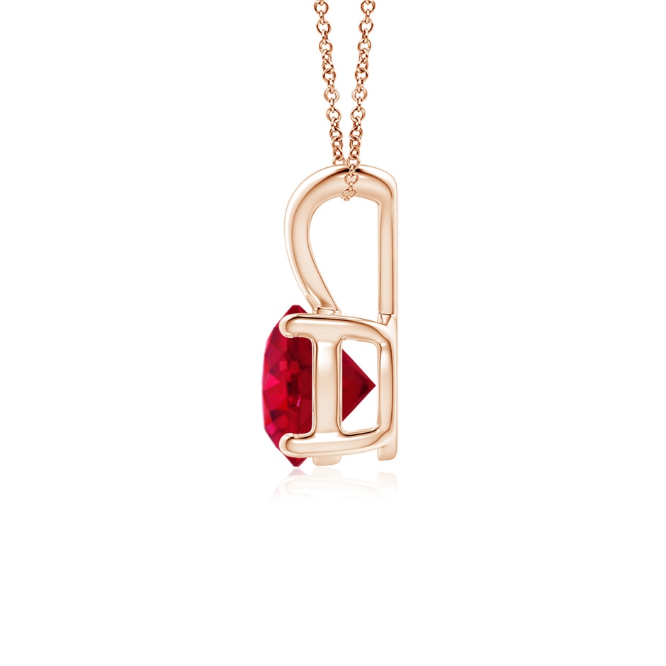 6mm AAA V-Bale Round Ruby Solitaire Pendant in Rose Gold side 199