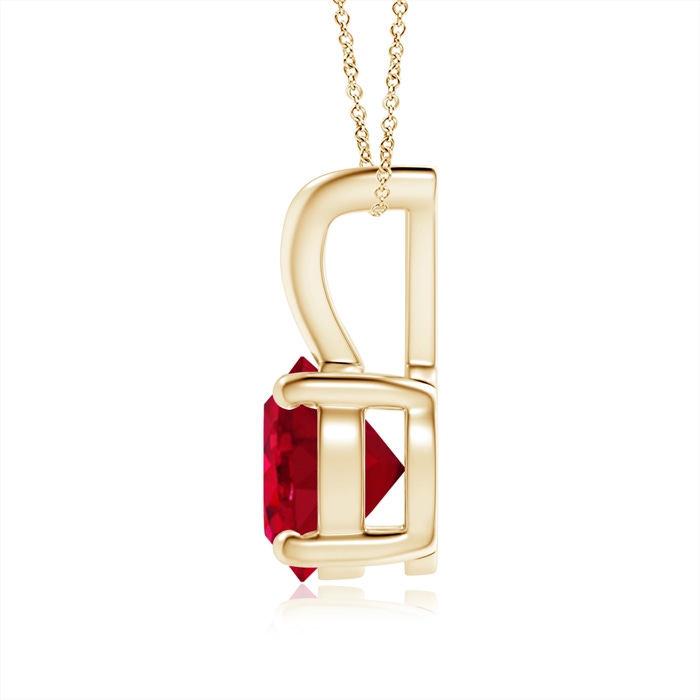 6mm AAA V-Bale Round Ruby Solitaire Pendant in Yellow Gold Side 199