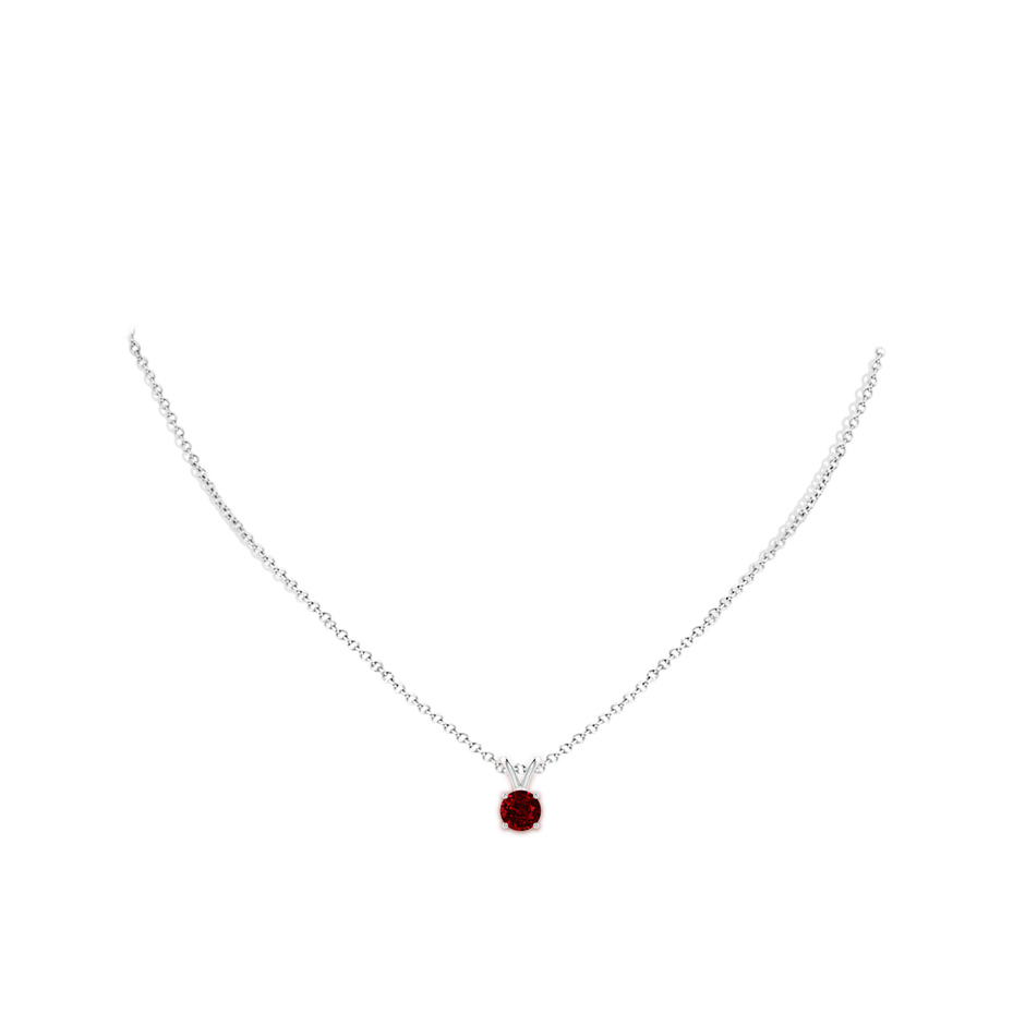 6mm AAAA V-Bale Round Ruby Solitaire Pendant in P950 Platinum pen