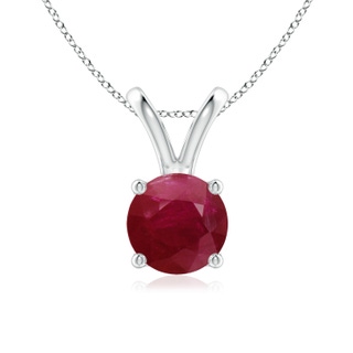 7mm A V-Bale Round Ruby Solitaire Pendant in S999 Silver