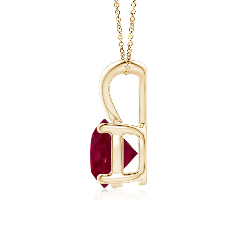 7mm A V-Bale Round Ruby Solitaire Pendant in Yellow Gold side 199