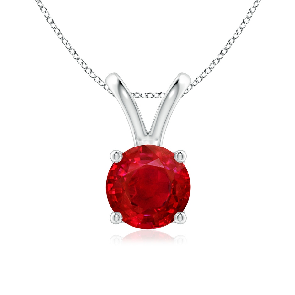 7mm AAA V-Bale Round Ruby Solitaire Pendant in P950 Platinum 
