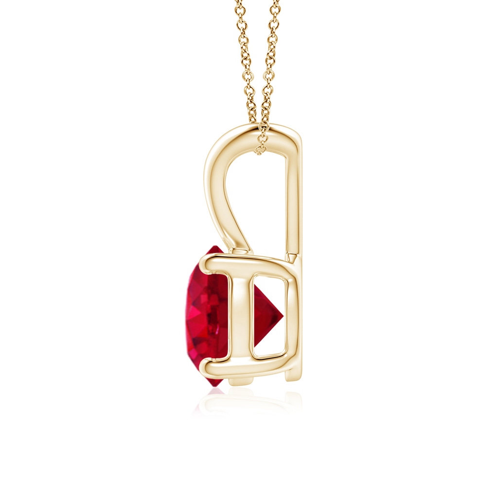 7mm AAA V-Bale Round Ruby Solitaire Pendant in Yellow Gold Side 199