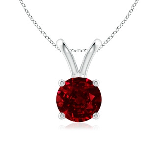 7mm AAAA V-Bale Round Ruby Solitaire Pendant in P950 Platinum