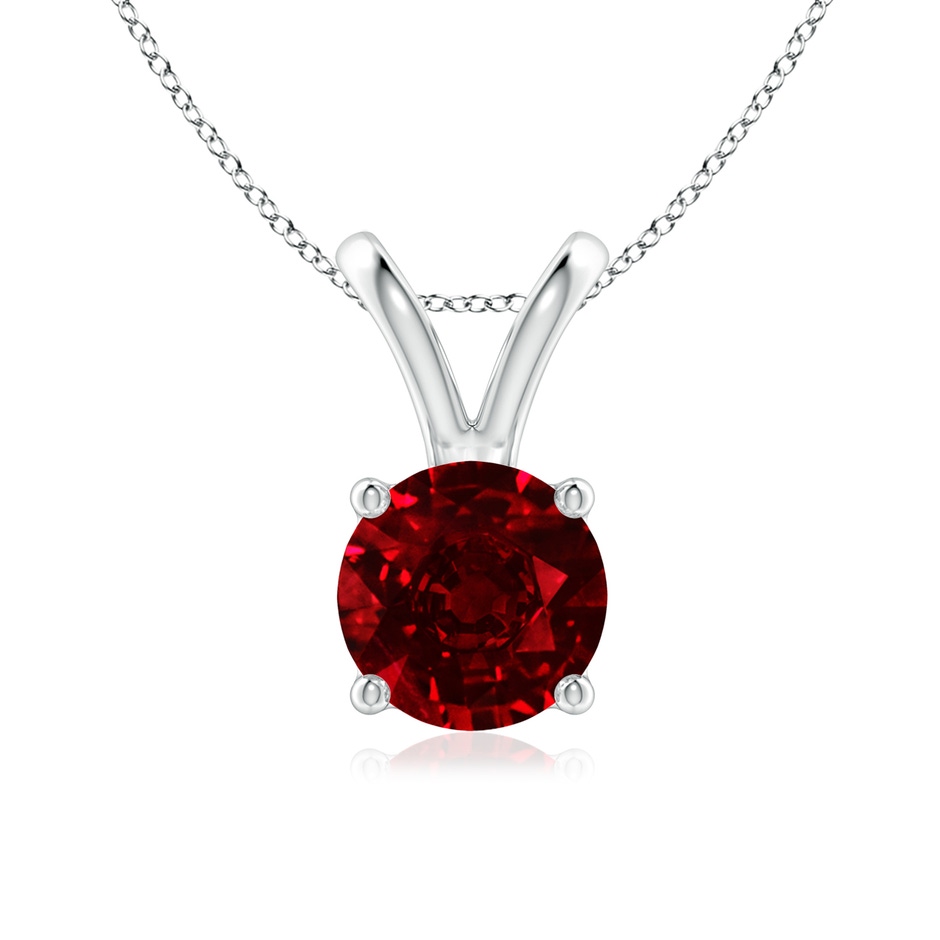 7mm AAAA V-Bale Round Ruby Solitaire Pendant in P950 Platinum 