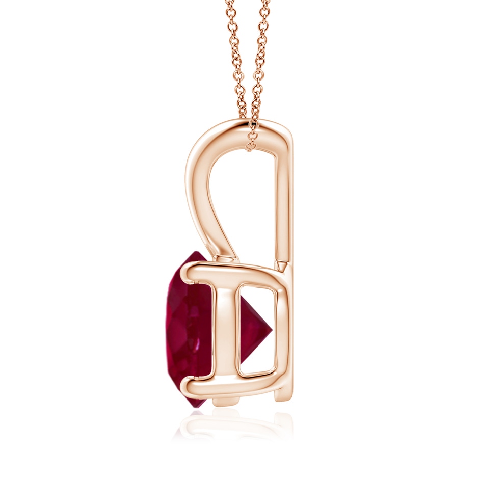 8mm A V-Bale Round Ruby Solitaire Pendant in 18K Rose Gold side 199