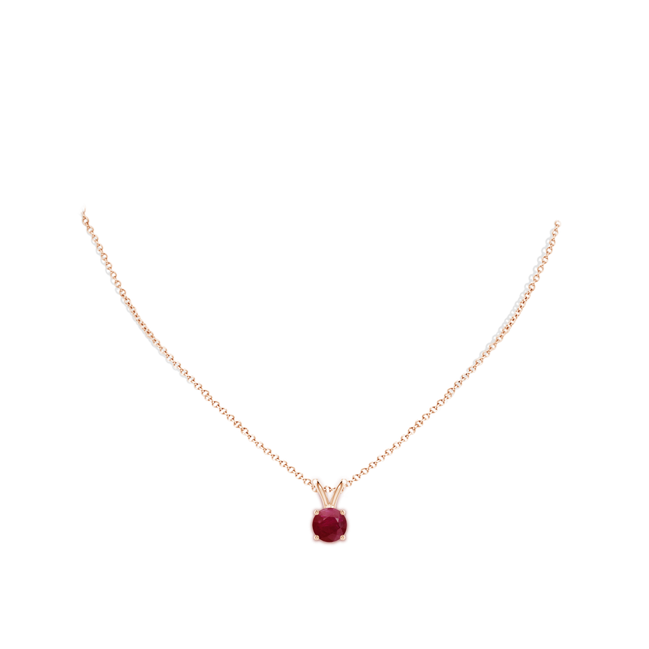 8mm A V-Bale Round Ruby Solitaire Pendant in 18K Rose Gold pen