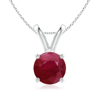 8mm A V-Bale Round Ruby Solitaire Pendant in White Gold