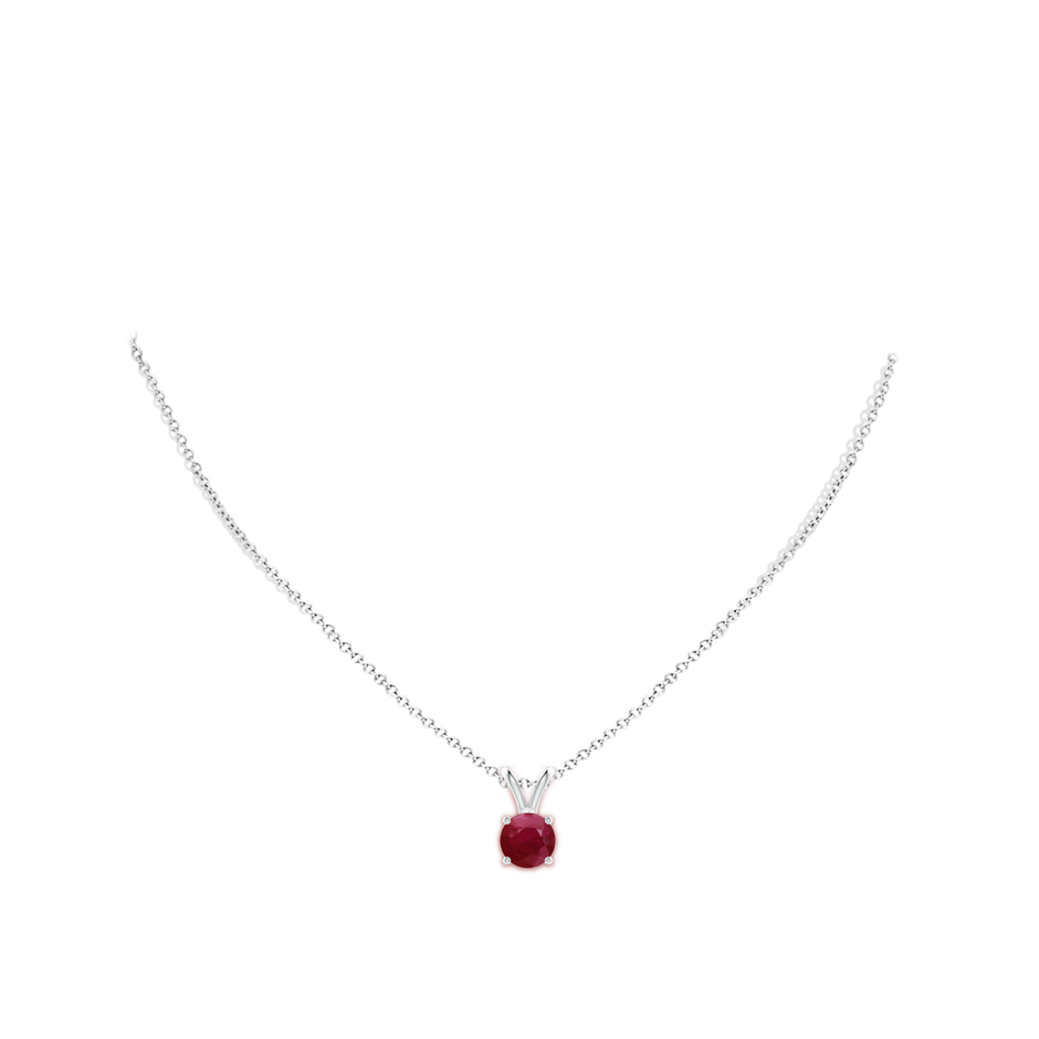 8mm A V-Bale Round Ruby Solitaire Pendant in White Gold pen