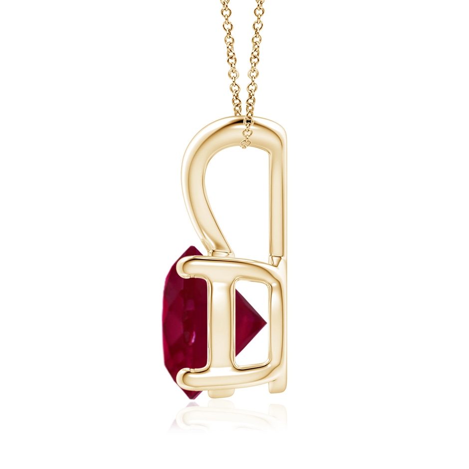 8mm A V-Bale Round Ruby Solitaire Pendant in Yellow Gold side 199