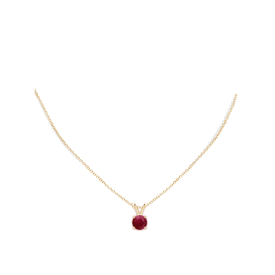 8mm A V-Bale Round Ruby Solitaire Pendant in Yellow Gold pen