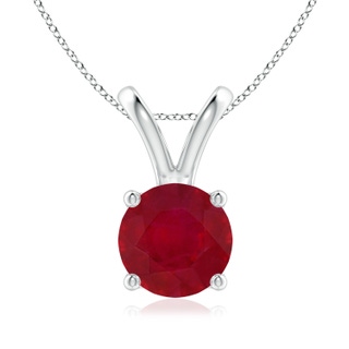 8mm AA V-Bale Round Ruby Solitaire Pendant in P950 Platinum