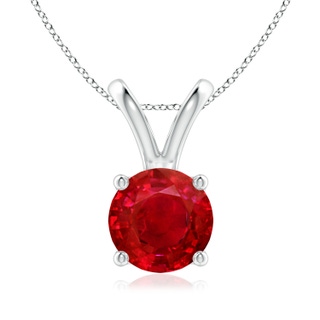 8mm AAA V-Bale Round Ruby Solitaire Pendant in P950 Platinum