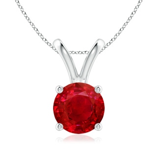 8mm AAA V-Bale Round Ruby Solitaire Pendant in S999 Silver