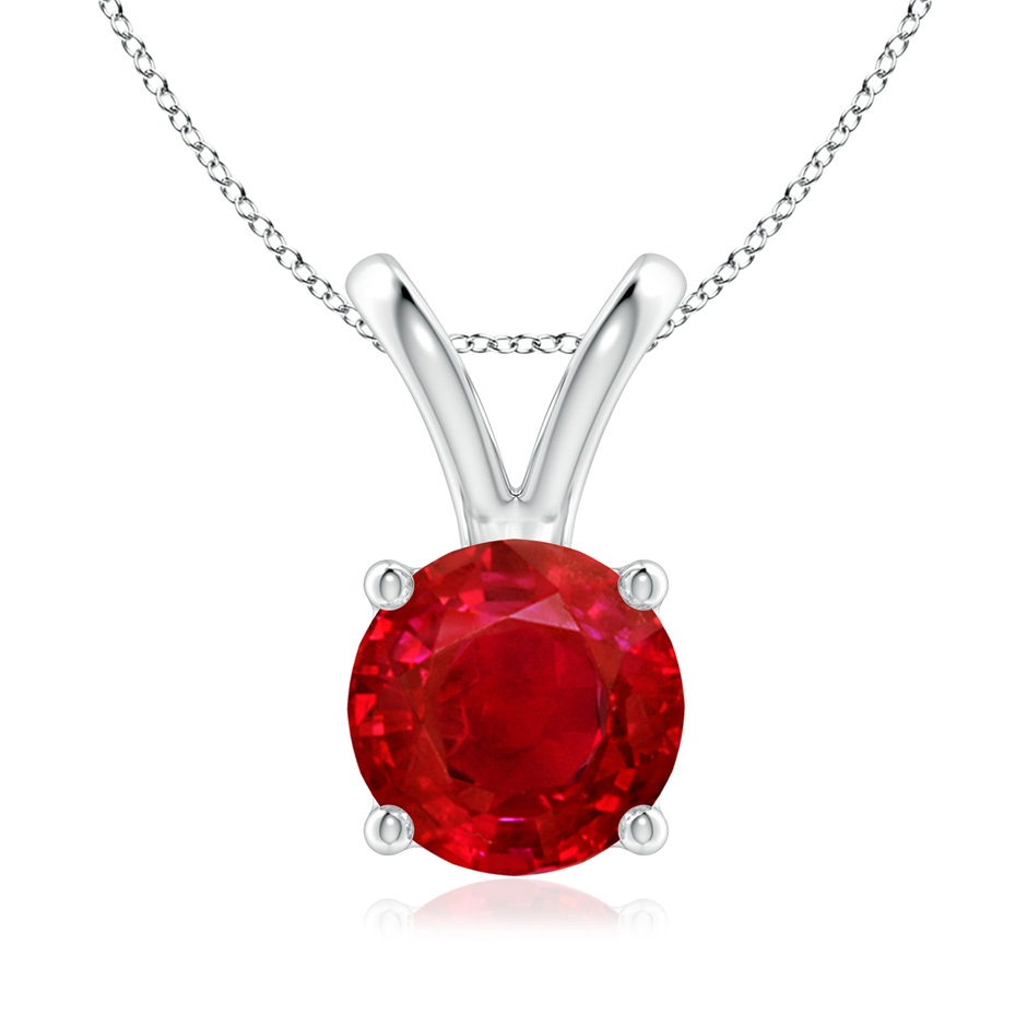 8mm AAA V-Bale Round Ruby Solitaire Pendant in S999 Silver 