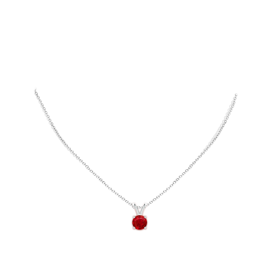 8mm AAA V-Bale Round Ruby Solitaire Pendant in S999 Silver pen